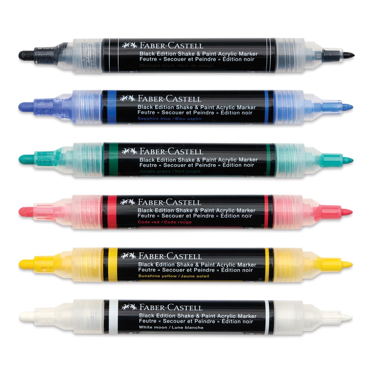 Faber-Castell Black Edition Shake and Paint Twin Acrylic Marker - Classic Colors, Set of 6